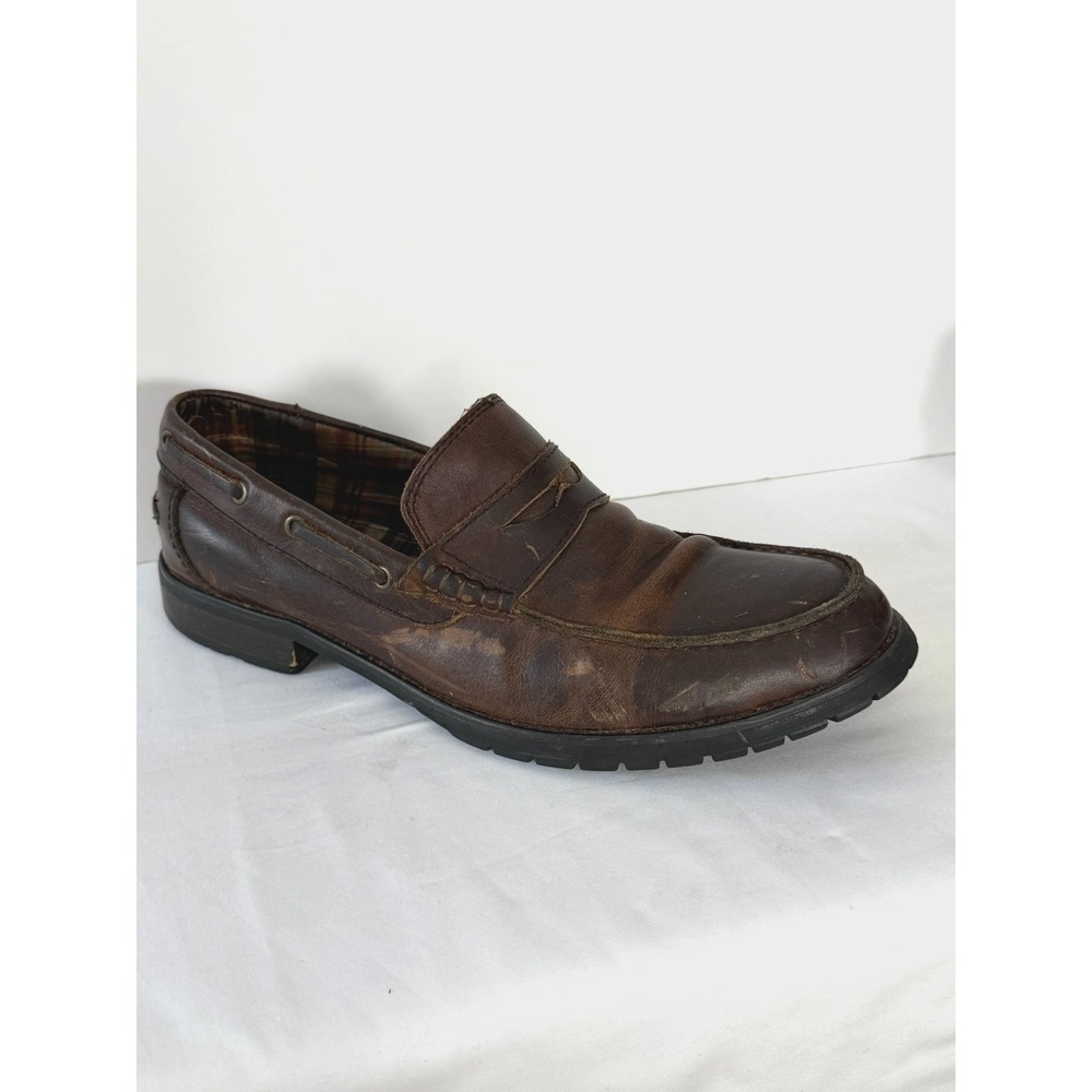 Bed Stu Mens Coin Penny Loafer Brown Distressed Leather 9.5 Slip-On Shoes Preppy